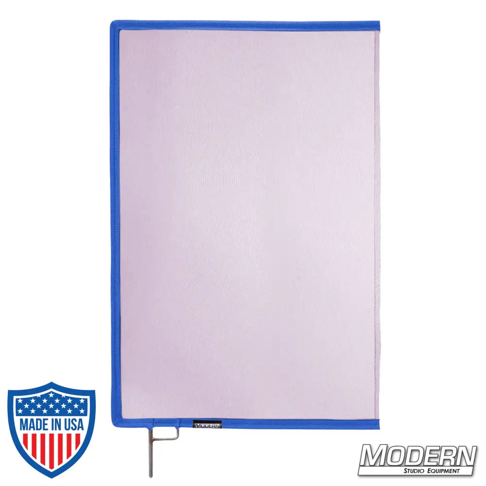 Lavender Scrim with stainless steel frame for rigging, subtly reduces light by 0.3 stop, perfect for film production and grip setups.