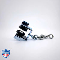 Curtain Track Carrier H&H with swivel hook and trim chain, ideal for film grip rigging, reduces friction and noise for smooth backdrop movement.