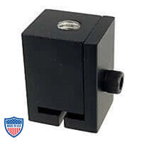 Black threaded rod track hanger for film grip and rigging.