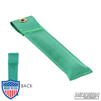 Modern 4-inch durable Cordura marker for film grip and rigging, heavy-duty green marker with a secure fastening loop.