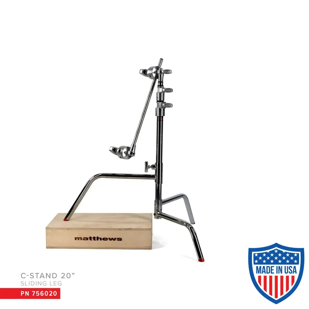 Matthews 20’’ C-Stand With Sliding Leg Base Grip Head & Arm Silver