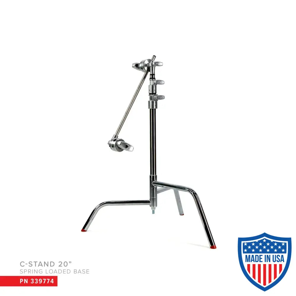 Matthews 20’’ C-Stand With Spring Loaded Base Grip Head & Arm Silver