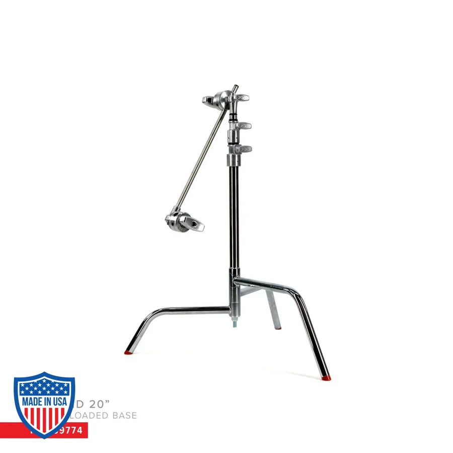Matthews 20’’ C-Stand With Spring Loaded Base Grip Head & Arm Silver
