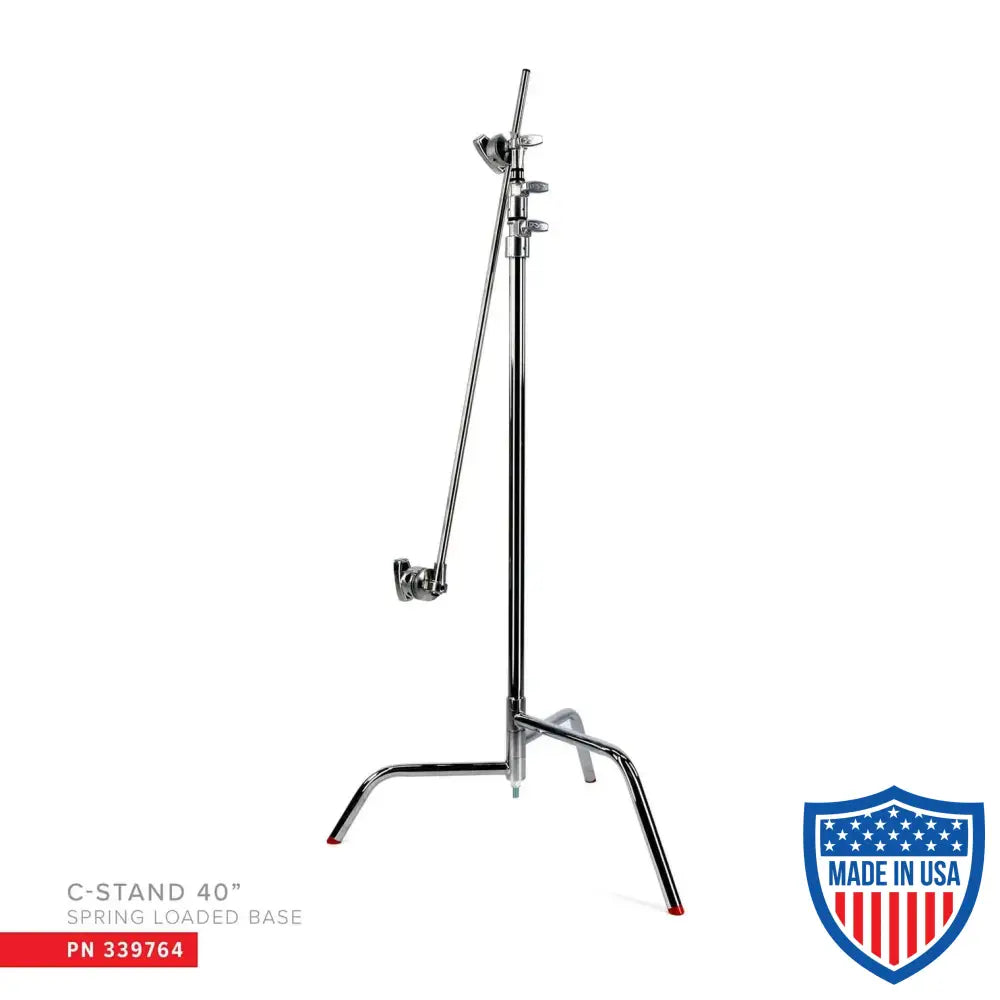 Matthews 40’’ C-Stand With Spring Loaded Base Grip Head & Arm Silver