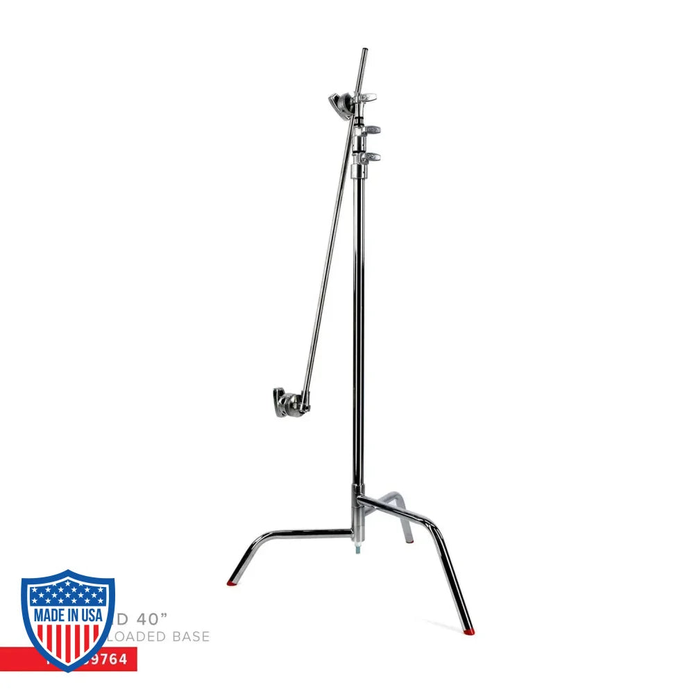 Matthews 40’’ C-Stand With Spring Loaded Base Grip Head & Arm Silver