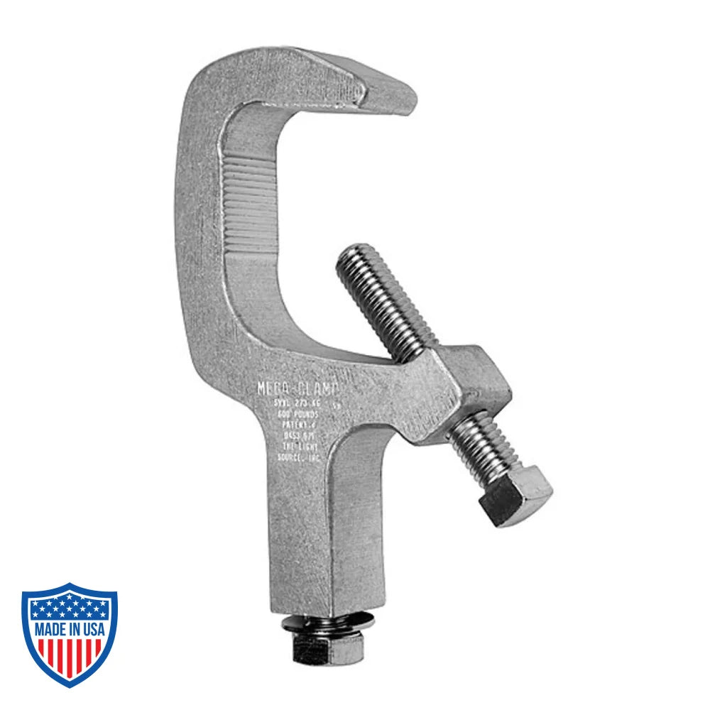 Mega-Clamp theatrical lighting c clamp made from aircraft-grade aluminum for film grip rigging with 600 pound load capacity