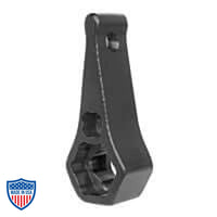 Mega-Combo Wrench (MCM) for film grip rigging, fits on keychain, 1/2" and 5/16" hex and square head bolts, black color, compact size