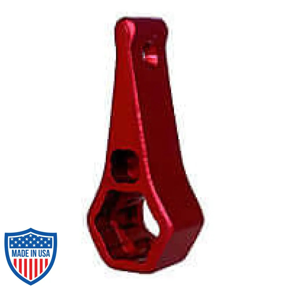 Red Mega-Combo Wrench (MCM) with hex and square head openings for film rigging and grip, compact and fits on keychain, various colors available.