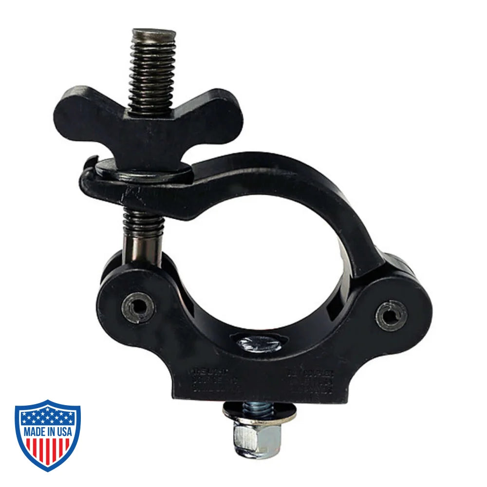 Mega-Slim Coupler for film grip rigging with wide wing nut and hex pocket for light fixtures