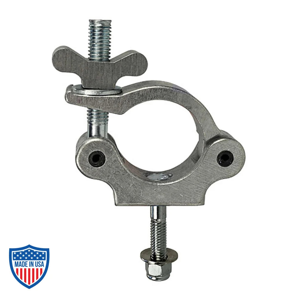 Mega-Slim Coupler for film rigging, lower profile option, fits 1-1/4" pipe to 2.050 OD truss tube with wing nut and hex pocket for easy fastening.