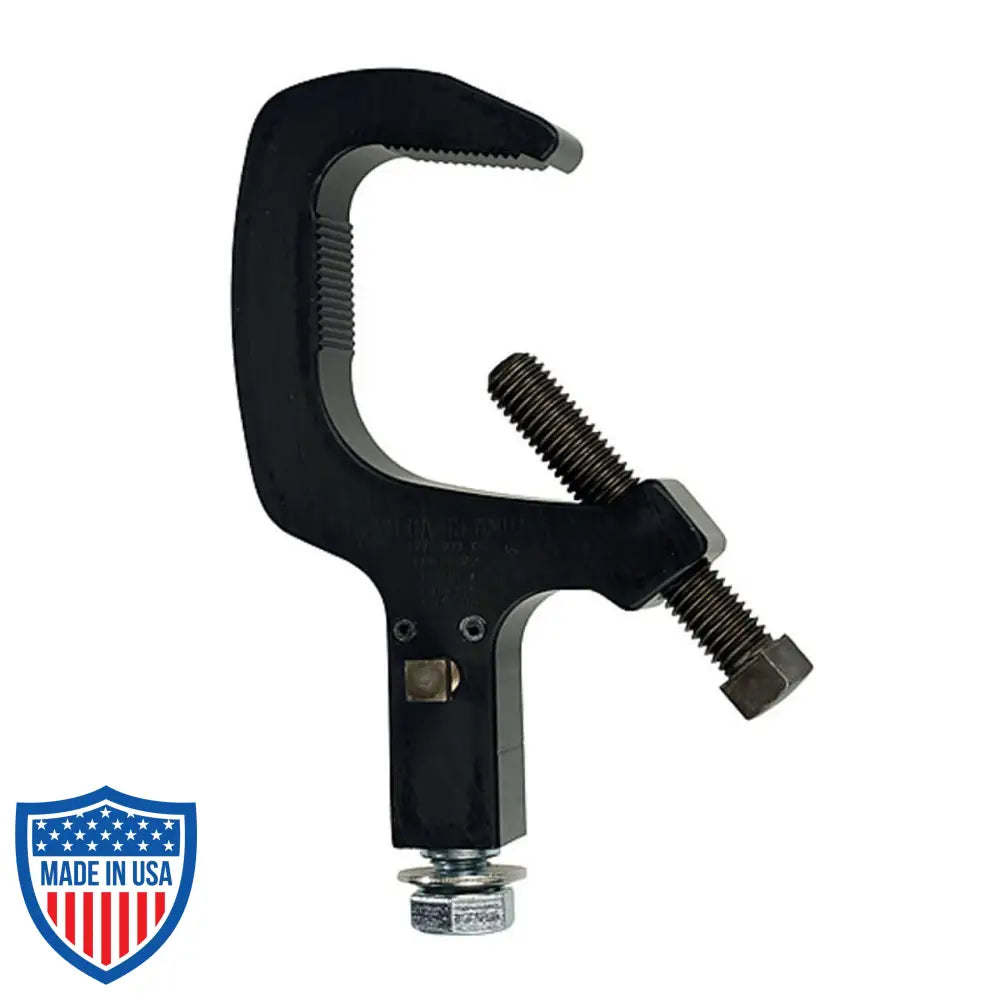 Mega-Swivel Clamp, pan locking bolt style theatrical C-Clamp for film grip rigging, with half inch fasteners and 550 lb load capacity