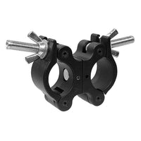 Mega-Swivel Coupler for film rigging with wide wing nuts, suitable for 1-1/4" pipes to 2.050" OD truss tubes with optional spirol pin.