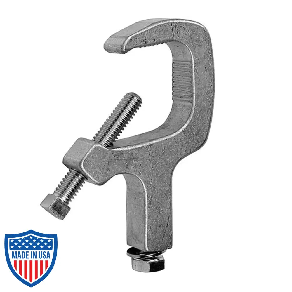 Micro-Clamp in polished aluminum finish for film grip and rigging, ideal for miniature fixtures on small pipes or tubes.