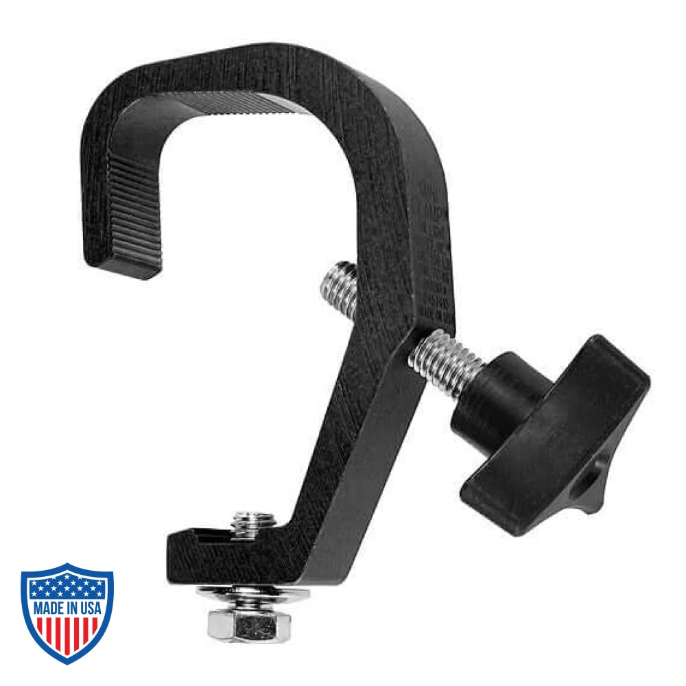 Mini-Clamp made from aircraft grade aluminum, ideal for PAR 38’s, pin spots, and small fixtures, used in film grip rigging setups