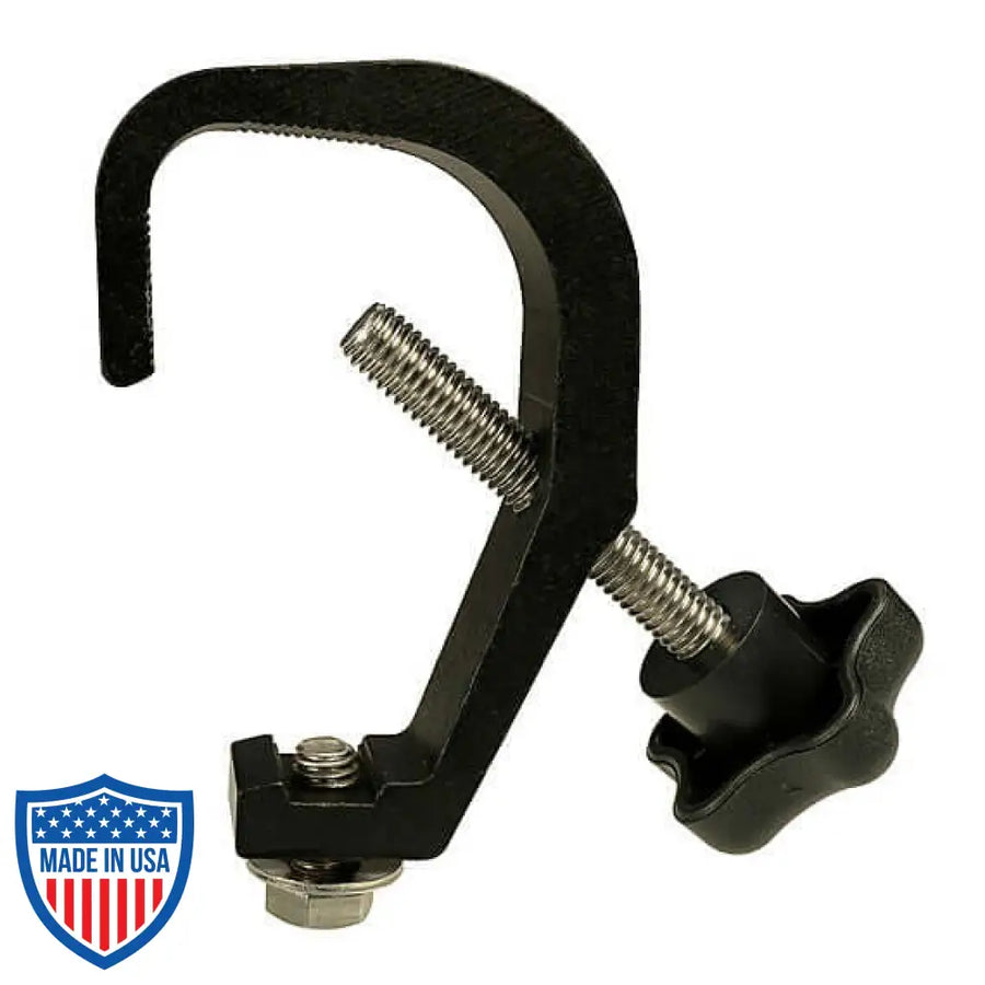 Mini-Clamp IV with plastic handle and 18-8 stainless steel fasteners for IV poles, ideal for film grip rigging.