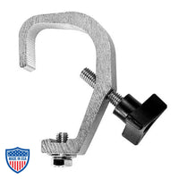 Mini-Clamp for film grip and rigging, designed for PAR 38's and small fixtures, made from aircraft grade aluminum, grips 3/4" to 2" tubing.