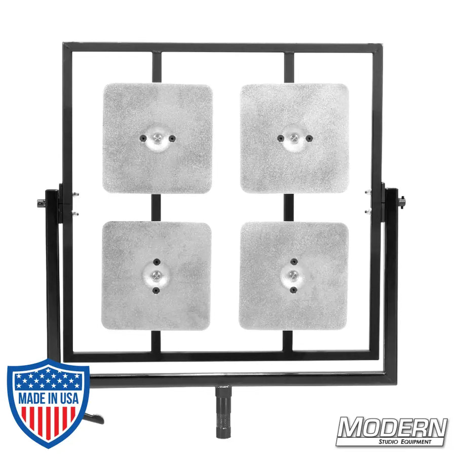 2' x 2' mirror boards with foam core holders for film grip rigging and positioning, complete with a bale and 1-1/8" jr. pin attachment.