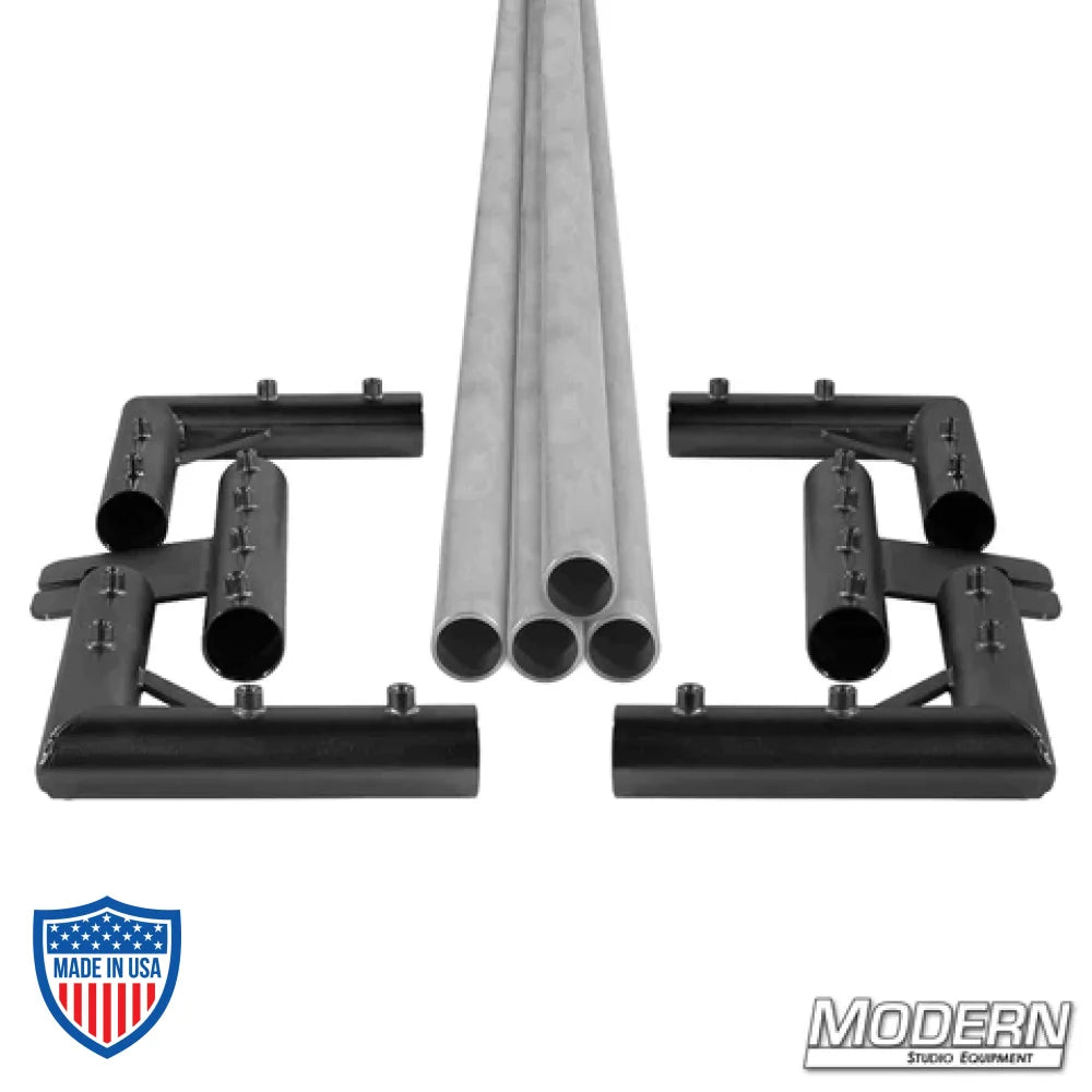 1-1/2" Speed-Rail Breakdown Frame with aluminum tubes and corner fittings for film grip rigging.