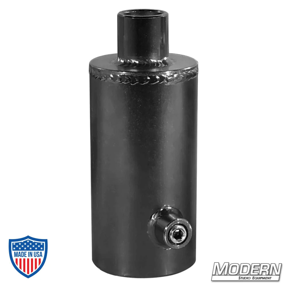 1-1/2" Speed-Rail® to Screw Jack Receiver in black zinc, ideal for film grip rigging