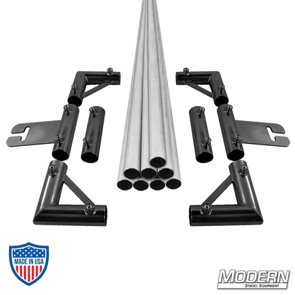 1" Speed-Rail Breakdown Frame with aluminum pipes, corners, sliding ears, and sleeves for film grip rigging by Modern Studio Equipment