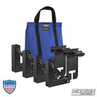 1" Square Stock Frame Kit with black hardware and blue carry bag for film grip rigging