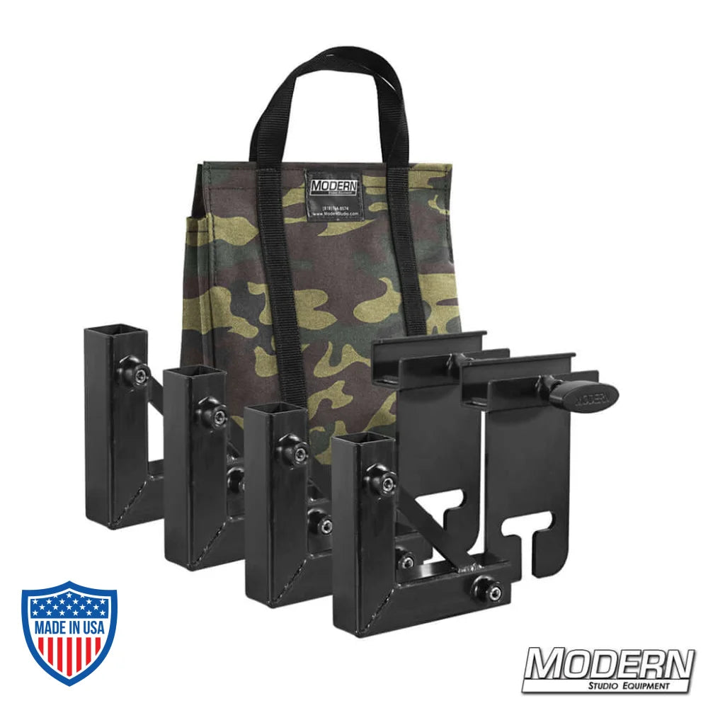 1" Square Stock Frame Kit for film grip and rigging with camouflage carrying bag