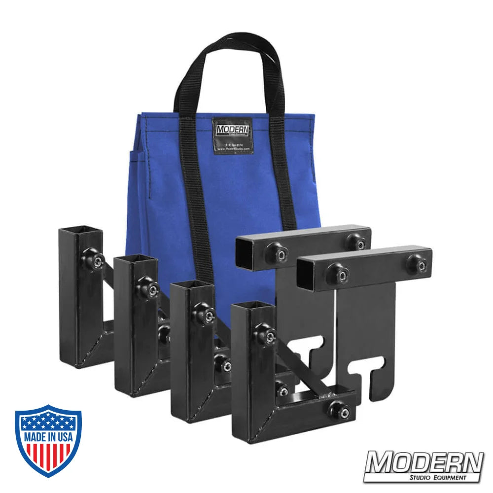 1" Square Stock Frame Kit for film grip and rigging with blue carrying bag