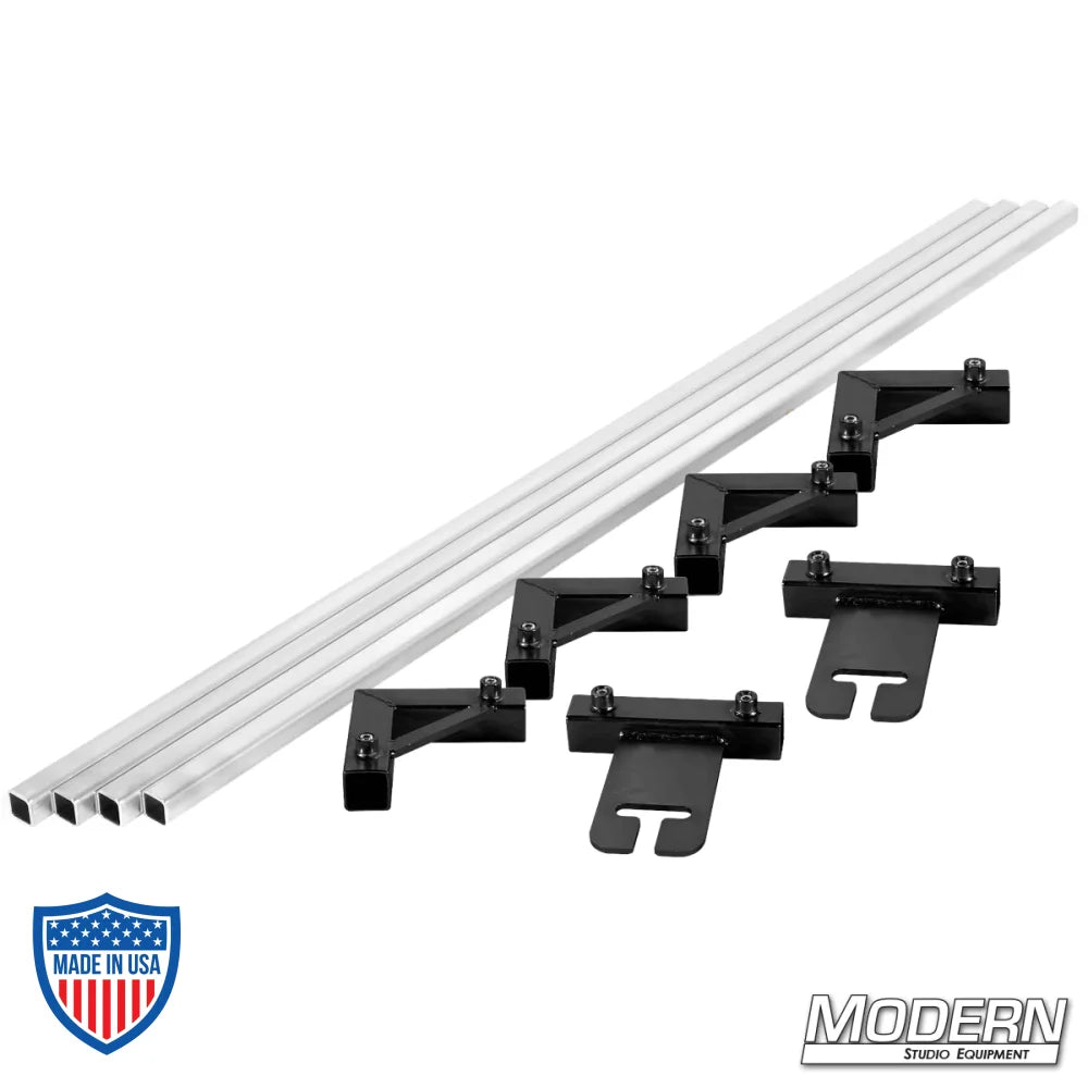 1" square tube 12' x 12' breakdown frame with aluminum tubes, corners, sliding ears for film grip and rigging.