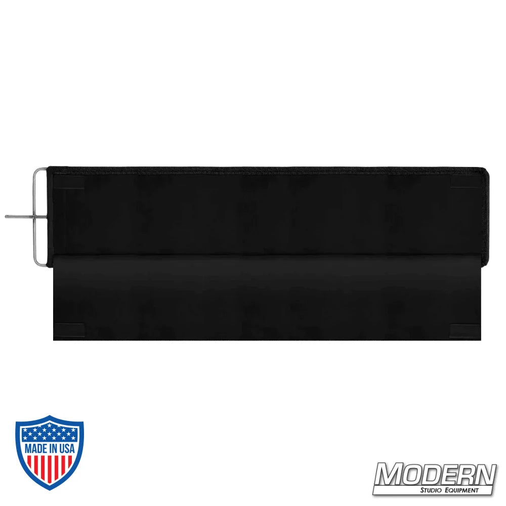 10" x 42" stainless steel frame, covered with 16 oz. Commando cloth, floppy film grip rigging equipment, opens to 20" x 42"