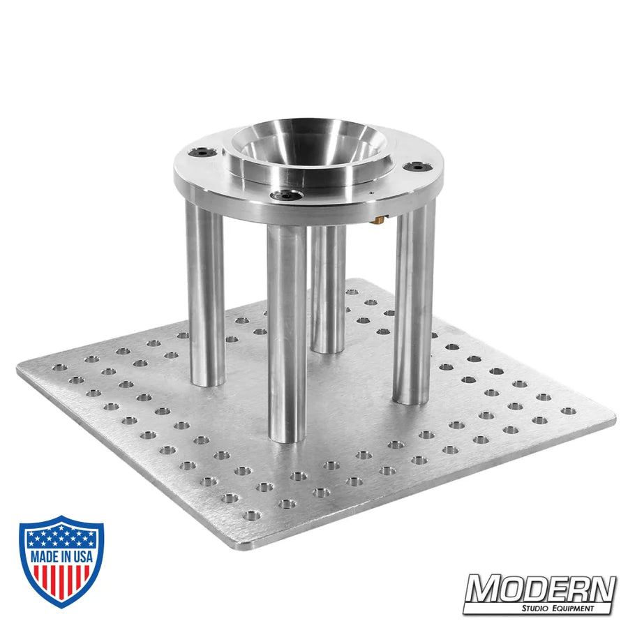 100mm Hi-Hat with Cheese Plate for film grip rigging featuring aluminum base and riser posts for adapter installation