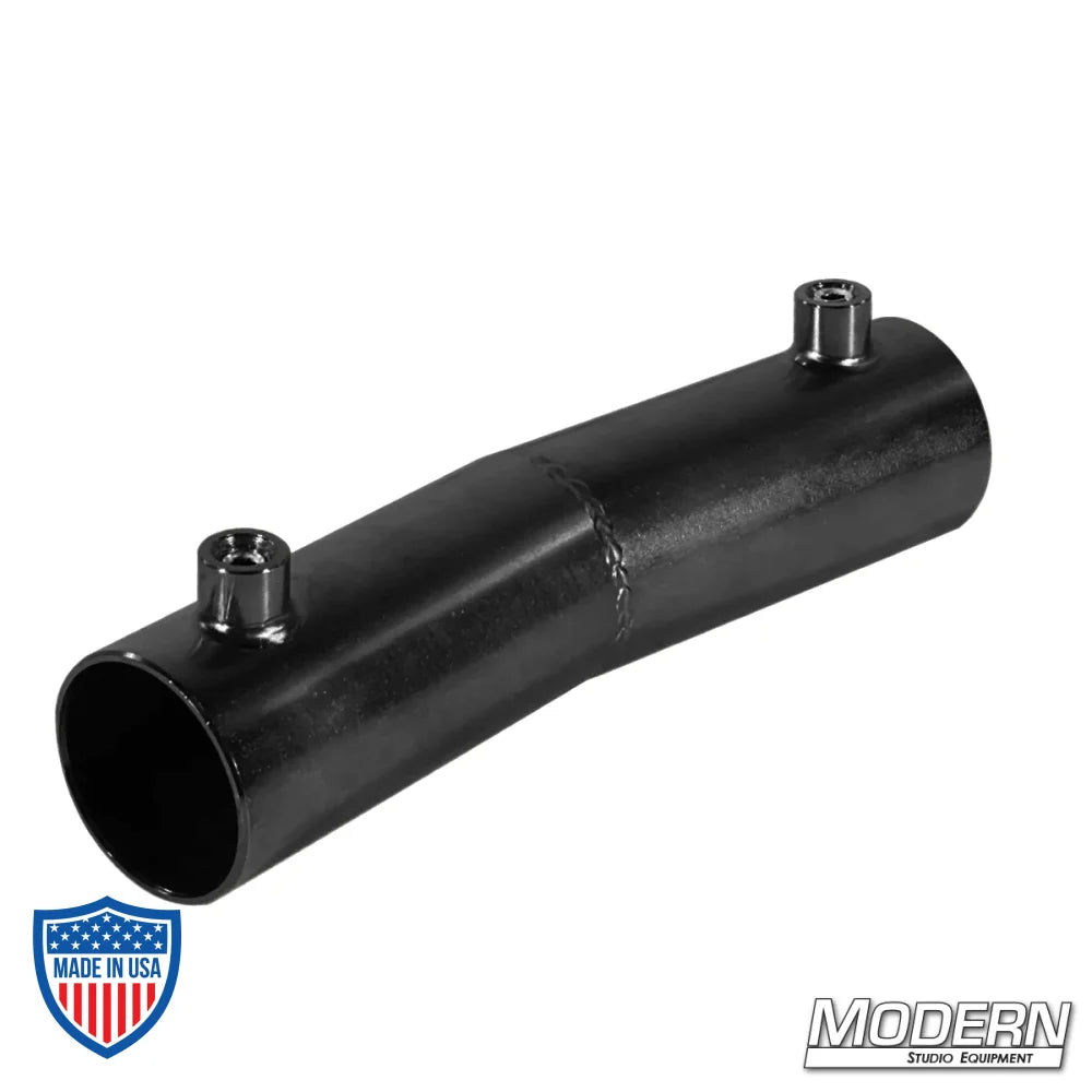 15-degree sleeve for 1-1/4" aluminum Speed-Rail® in black zinc finish with set screws, ideal for film grip and rigging applications.