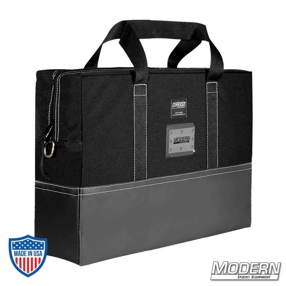 Black 18" x 24" flag bag for film grip and rigging equipment by Modern Studio Equipment.