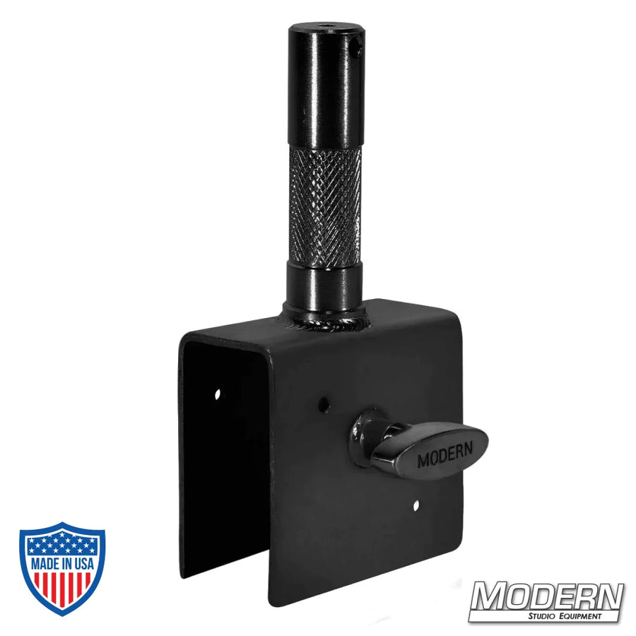 2" x 4" Bailin Bracket - Black Zinc with steel slip-on adapter for film grip and rigging equipment.