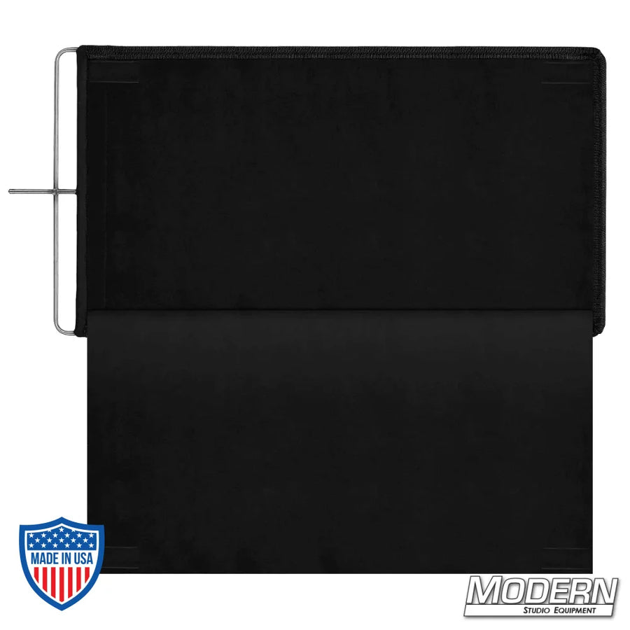 24"x72" floppy with stainless steel frame covered in 16 oz. Commando cloth for film grip rigging, opens to 48"x72".