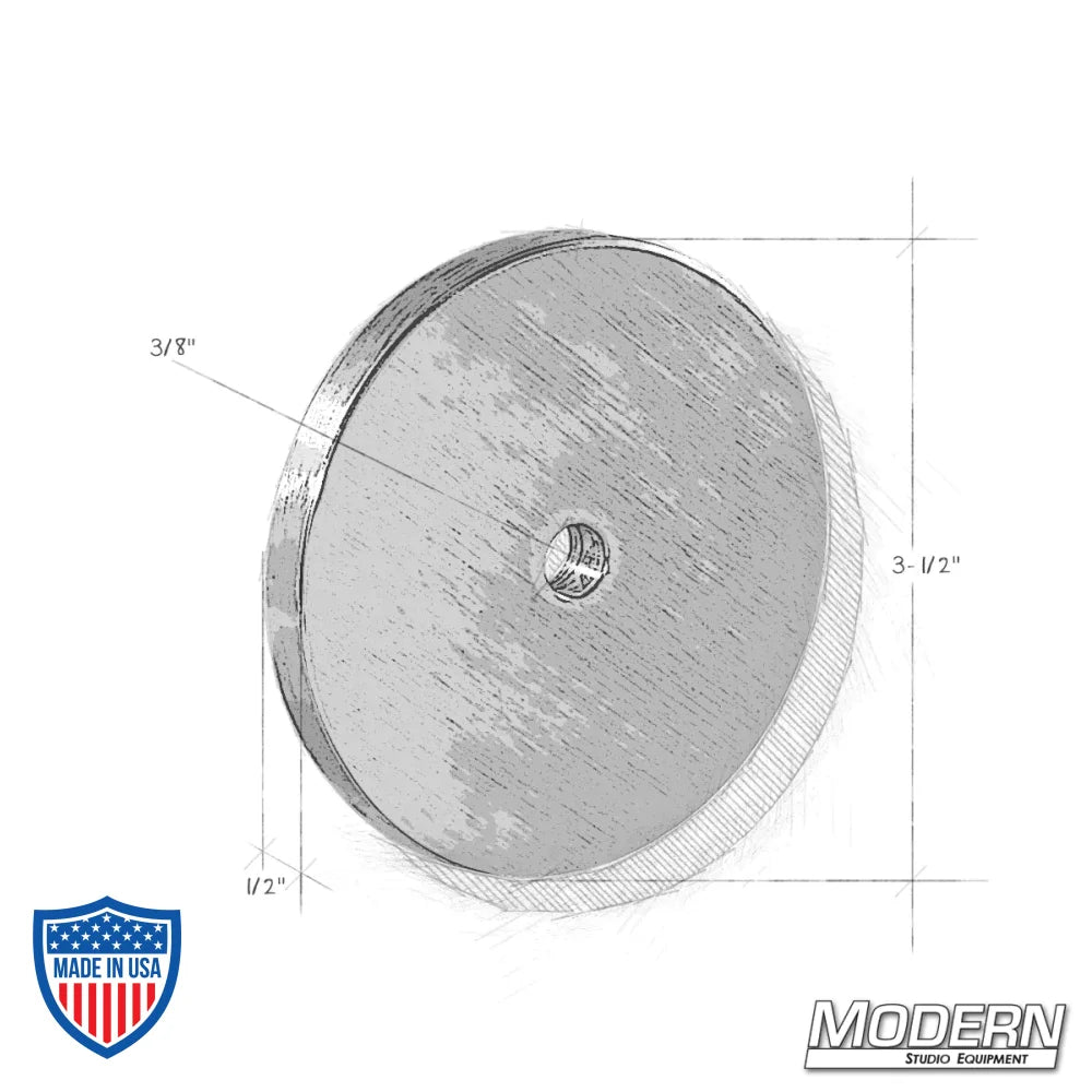 3-1/2" Aluminum Washer with 3/8" hole and 1/2" thickness for film grip and rigging