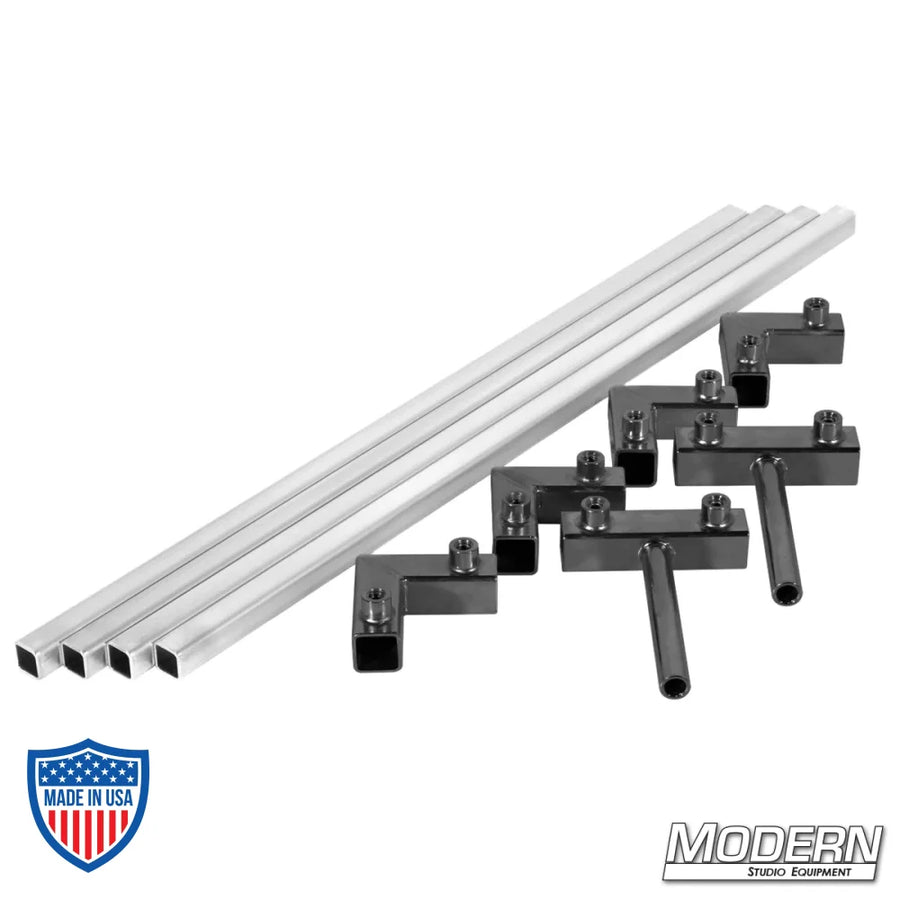3/4" square aluminum tube 6' x 6' frame with corners and sliding pins for film grip and rigging by Modern Studio Equipment