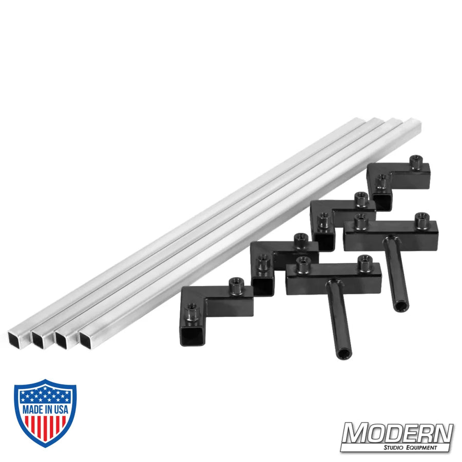 3/4" Square Tube 4' x 4' Frame Kit with Aluminum Tubes, Corners, and Sliding Pins for Film Grip Rigging