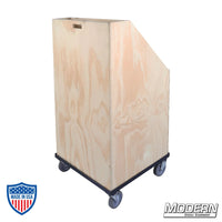 Wooden 3-place flag box with drawer on casters for film grip and rigging equipment storage