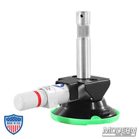 3" suction cup with 5/8" aluminum baby pin and 1/4" male thread, ideal for film grip and rigging by Wood's Powr Grip