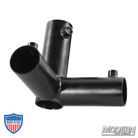 3-Way Pass Through Corner for 1-1/2" Speed-Rail® - Black Zinc with Set Screws for film grip rigging to connect three aluminum pieces securely