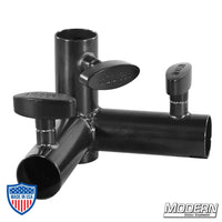 3-Way Pass Through Corner for 1" Speed-Rail® in Black Zinc with T-Handles for Film Grip Rigging