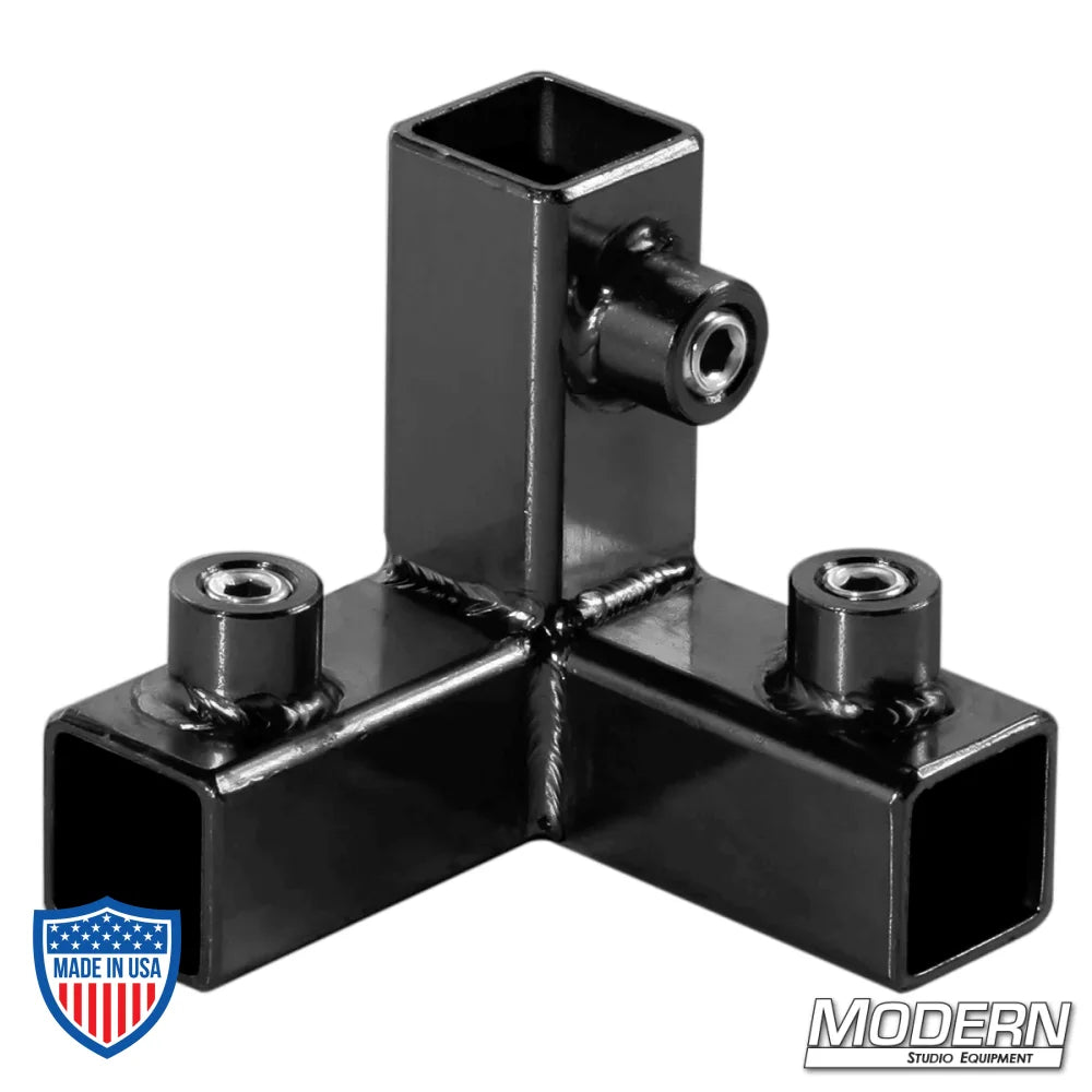 3-Way Pass Through Corner For 3/4" Square Tube - Black Zinc