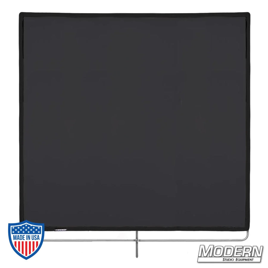 36" x 36" black artificial silk scrim with stainless steel frame for film grip and rigging equipment.