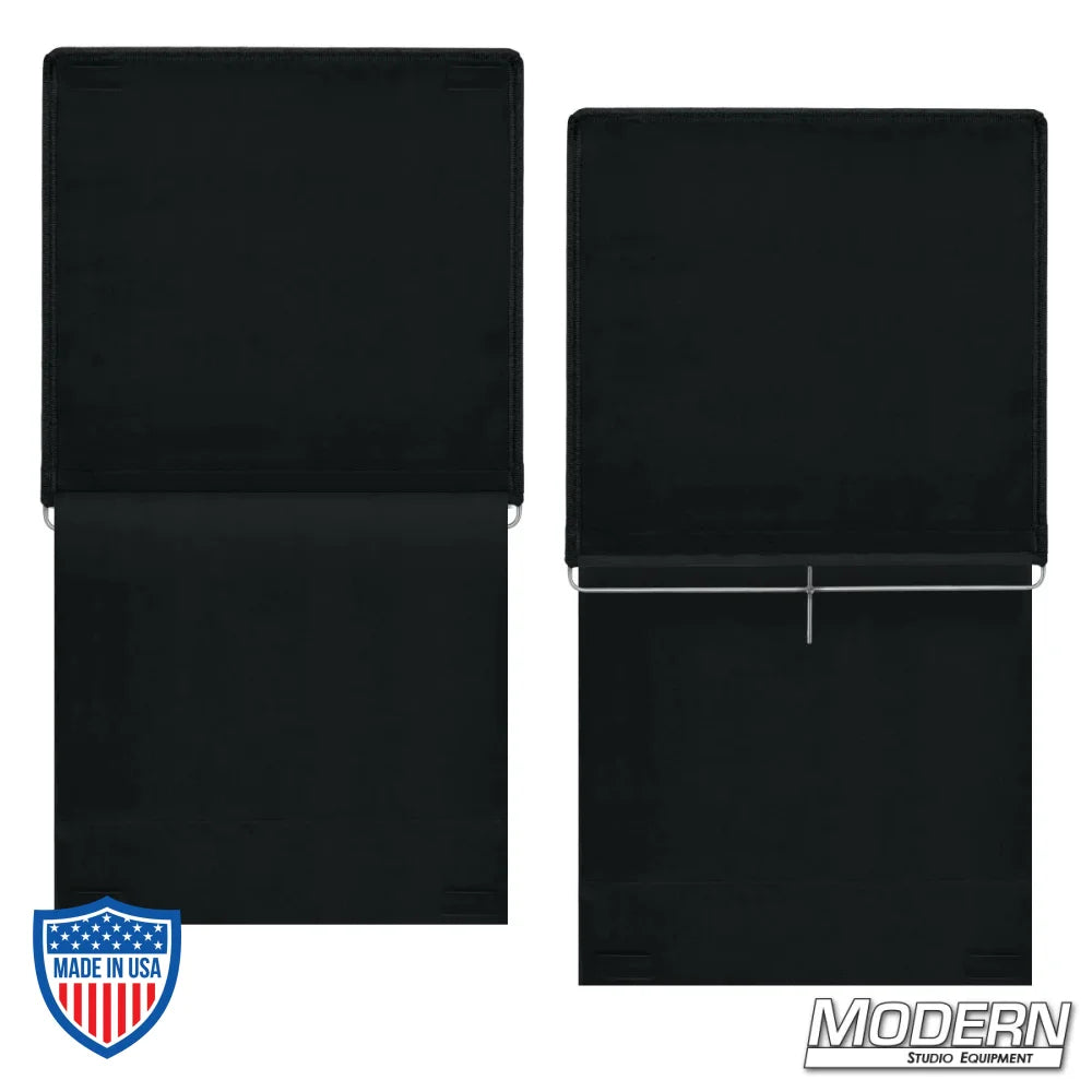 36x36" stainless steel frame covered with commando cloth, film grip rigging floppy opens to 36x72"es, Modern Studio Equipment
