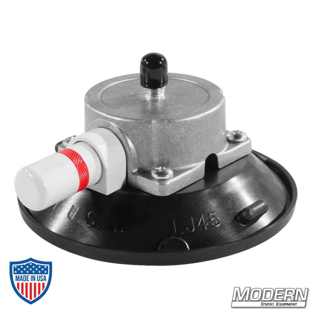 4-1/2" suction cup with 3/8" male thread for film grip and rigging by Wood's Powr Grip.