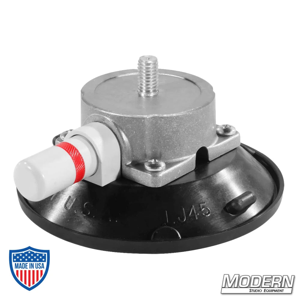4-1/2" suction cup with 3/8" male thread for film grip and rigging by Modern Studio Equipment.