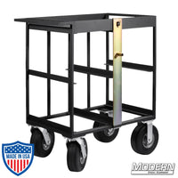 Steel 4 Place Milk Crate Cart with Locking Bar and Foam Filled Wheels for Film Grip and Rigging