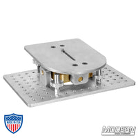 4-Way Leveling Camera Mount with 3/8" Slot, 6061 aluminum, ideal for film grip and rigging tasks.