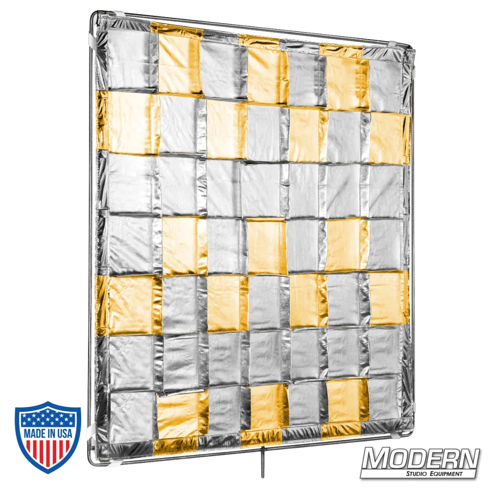 4' x 4' Silver/Gold Reflector with 6" x 6" tiles for film grip rigging in shiny-board design. Frame not included.