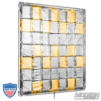 4' x 4' Silver/Gold Reflector with 6" x 6" tiles for film grip rigging in shiny-board design. Frame not included.